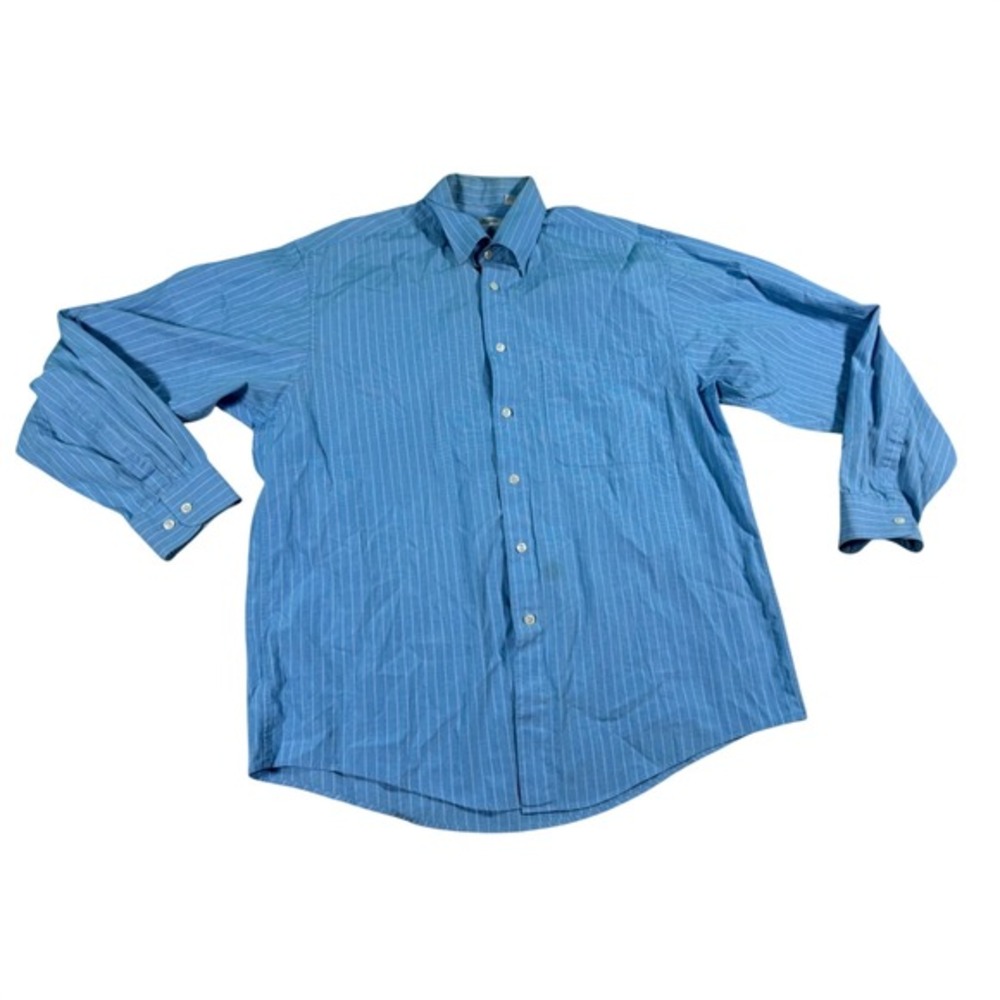 Valentino Uomo Mens‎ Blue Pinstripe Button Down Dress Shirt Size 16 34-35